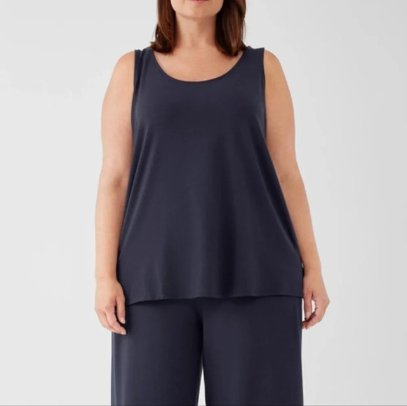 Eileen Fisher Plus System Scoop Neck Tank Blue  Size 3X - Picture 1 of 10